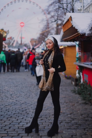 Mercadillo navideño belga con la rueda